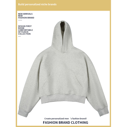 Weishang秋冬新款連帽純色套頭衫寬鬆休閒短款內搭上衣慵懶衛衣