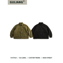 GU LIANG「設計師品牌」好物精選丨日系簡約純色絎線情侶薄棉外套