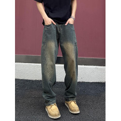 美式復古彎刀牛仔褲男士春秋季2026新款高級感直筒寬鬆濶腿長褲子