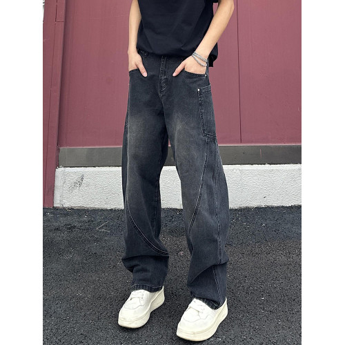 美式復古彎刀牛仔褲男士春秋季2026新款高級感直筒寬鬆濶腿長褲子
