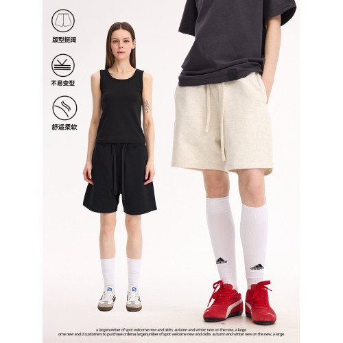 UNF 450克重磅老錢風廓形毛圈衛褲寬鬆休閒運動短褲五分褲潮男女