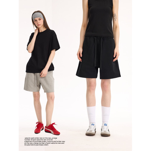 UNF 450克重磅老錢風廓形毛圈衛褲寬鬆休閒運動短褲五分褲潮男女