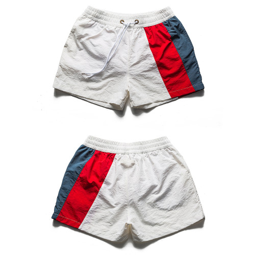 高級感撞色情侶三分短褲男款帶內襯家居休閒輕薄速乾運動沙灘泳褲