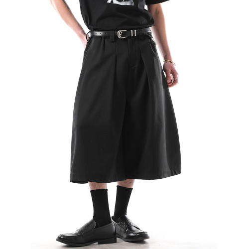 BLANKIN 夏季設計感廓形垂感灰色七分褲男女時髦百搭休閒西褲短褲