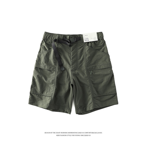 夏季戶外工裝機能短褲男沙灘褲速乾輕薄中褲女寬鬆五分直筒休閒褲