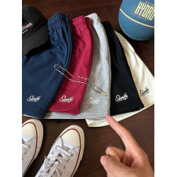 白色毛圈運動短褲男夏季美式健身跑步中褲透氣速乾訓練籃球五分褲