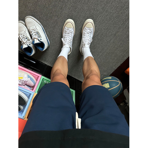 白色毛圈運動短褲男夏季美式健身跑步中褲透氣速乾訓練籃球五分褲