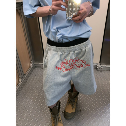 阿荒與阿鹵韓國復古松緊腰運動休閒男女短褲五分褲設計感日常情侶