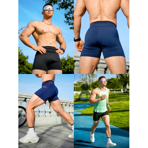 墨立方馬拉松跑步深蹲短褲健身訓練男2026年夏緊身速乾三分壓縮褲