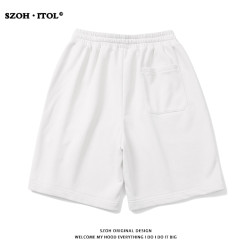 潮牌高街嘻哈字母印花休閒短褲男夏季寬鬆vibe創意百搭抽繩五分褲