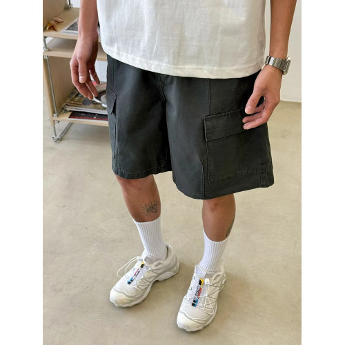 美式復古大口袋做舊工裝短褲男女夏季高街寬鬆休閒機能直筒五分褲