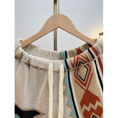 馬登美式復古納瓦霍針織短褲男款夏季網眼五分褲撞色刺綉休閒褲子