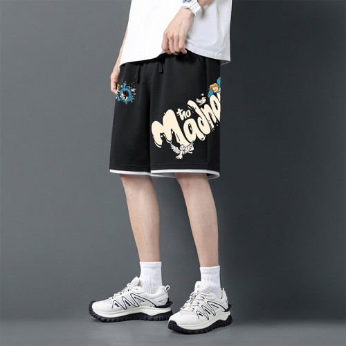 梵先生Mr.Vanset2025夏季男休閒五分褲運動短褲潮牌寬鬆美式卡通