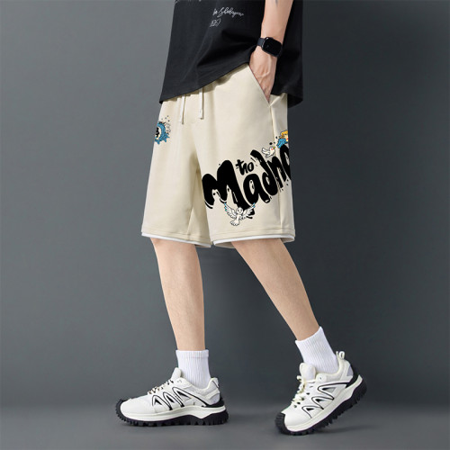 梵先生Mr.Vanset2025夏季男休閒五分褲運動短褲潮牌寬鬆美式卡通