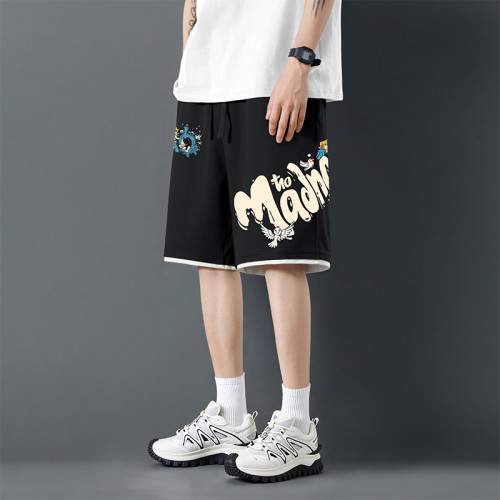 梵先生Mr.Vanset2025夏季男休閒五分褲運動短褲潮牌寬鬆美式卡通