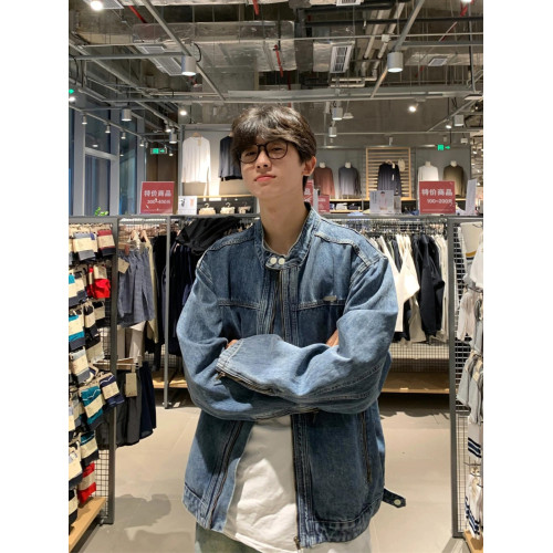 美式復古水洗立領牛仔外套男春秋cleanfit潮牌高級感機車拉鍊夾克