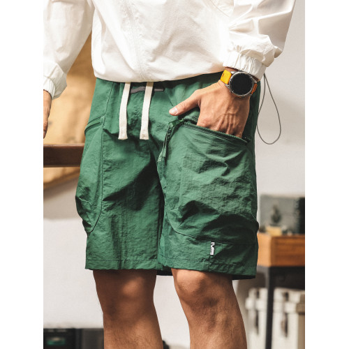 美式山系冰絲短褲男士2025新款夏季薄款潮牌寬鬆大碼休閒五分褲男