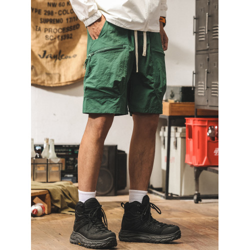 美式山系冰絲短褲男士2025新款夏季薄款潮牌寬鬆大碼休閒五分褲男