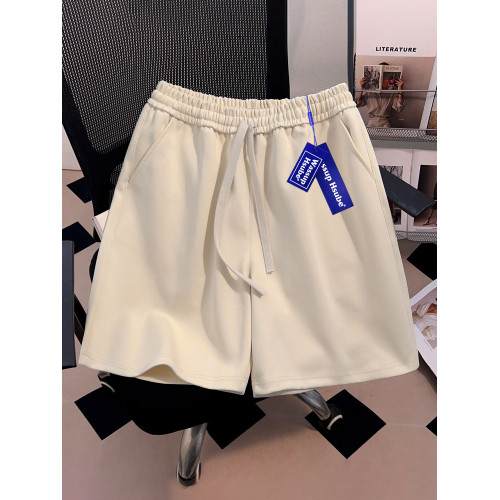 WASSUP國潮牌運動個性五分褲夏季純色街頭褲子男女杏色高級感短褲