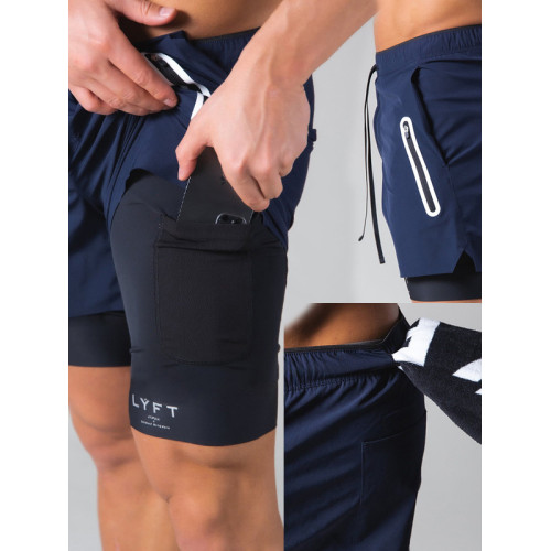 運動褲男拉鍊口袋短褲肌肉健身潮夏季跑步訓練透氣彈力休閒遊泳褲