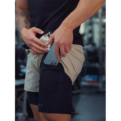 運動褲男拉鍊口袋短褲肌肉健身潮夏季跑步訓練透氣彈力休閒遊泳褲