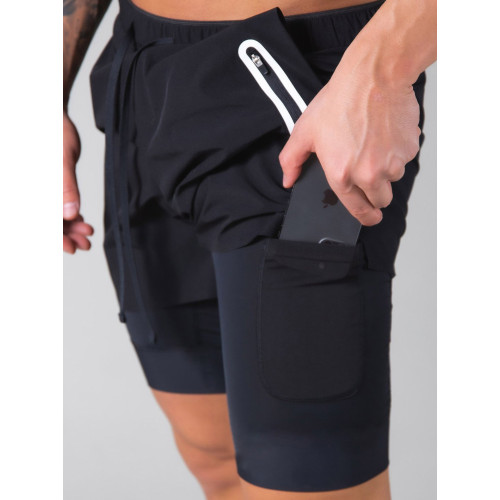 運動褲男拉鍊口袋短褲肌肉健身潮夏季跑步訓練透氣彈力休閒遊泳褲