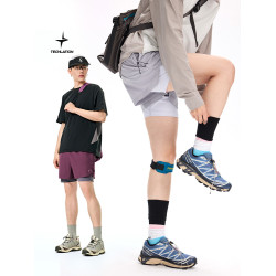 美式街頭二合一透氣運動短褲男女夏季戶外輕量upf50防曬四分褲子