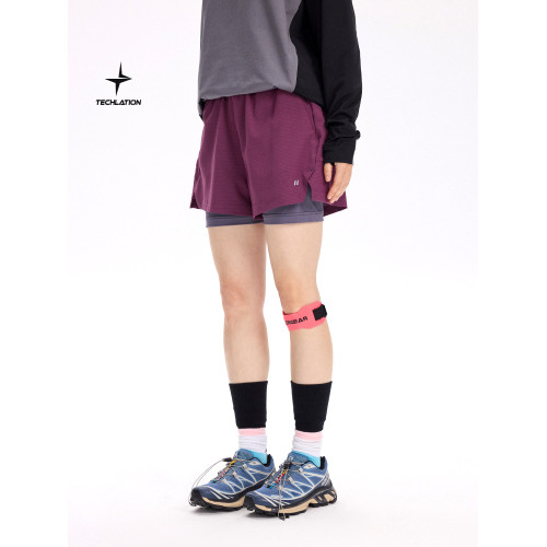 美式街頭二合一透氣運動短褲男女夏季戶外輕量upf50防曬四分褲子