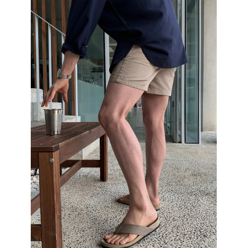 深卡其色時尚休閒短褲男款夏季美式潮流痞帥vibe風寬鬆直筒四分褲