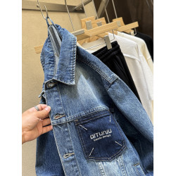 特！痞帥之首！重磅牛王！無di質感！東莞貨水洗磨白男牛仔衣外套