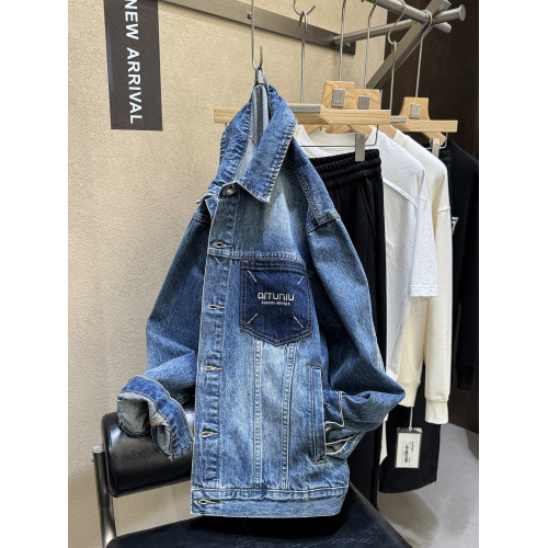 特！痞帥之首！重磅牛王！無di質感！東莞貨水洗磨白男牛仔衣外套