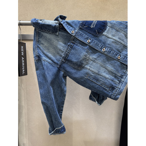 特！痞帥之首！重磅牛王！無di質感！東莞貨水洗磨白男牛仔衣外套