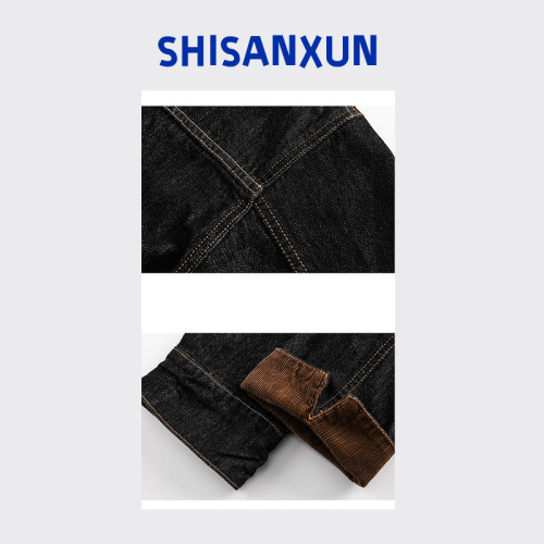 SHISANXUN美式潮牌復古巴恩風丹甯牛仔外套工裝vintage繙領夾克男