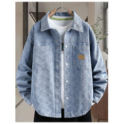 牛仔夾克男個性磨破長袖襯衫青少年學生2026春季加絨兩個口袋外套