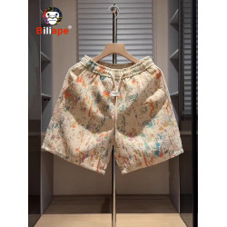 潮牌提花塗鴉休閒短褲男士2026新款夏季外穿痞帥沙灘五分褲子男款