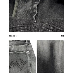 美式高街復古漸變色牛仔褲男加大碼加肥300斤寬鬆痞帥小腳哈倫褲