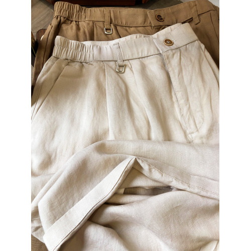 160g冰涼桑絲感亞麻混紡薄款休閒短褲男士西褲2025寬鬆五分褲子男