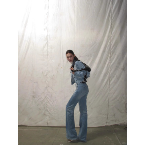 【宋妍霏同款】山貓牛仔外套 重工斜紋丹甯貓須立領短款外套