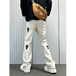 美式潮牌cleanfit十字架貼布牛仔褲男款微喇褲子秋冬直筒休閒褲潮