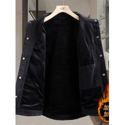 美式復古漸變色牛仔外套冬季加絨加厚高級感痞帥青少年保暖夾克