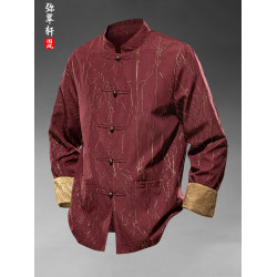 風立領唐裝復古盤釦外套寬鬆大碼休閒夾克新款男士百搭上衣