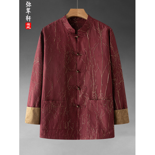 風立領唐裝復古盤釦外套寬鬆大碼休閒夾克新款男士百搭上衣