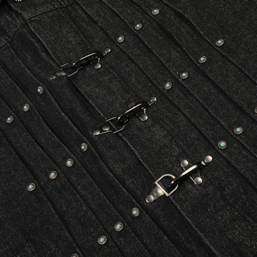 GXFortune 美式飛機釦工裝原牛夾克男女短款褶皺設計感牛仔外套