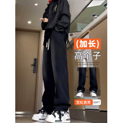 加絨加厚牛仔褲男冬季青少年初高中學生高個子加長男褲美式直筒褲