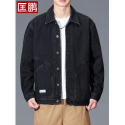 冬季黑色加絨牛仔外套男款寬鬆潮流痞帥加厚保暖百搭中年工裝棉衣