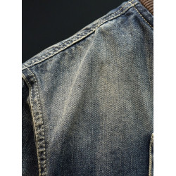 帥氣拉鍊牛仔外套男秋季潮流美式復古棒球領百搭騎行機車夾克上衣