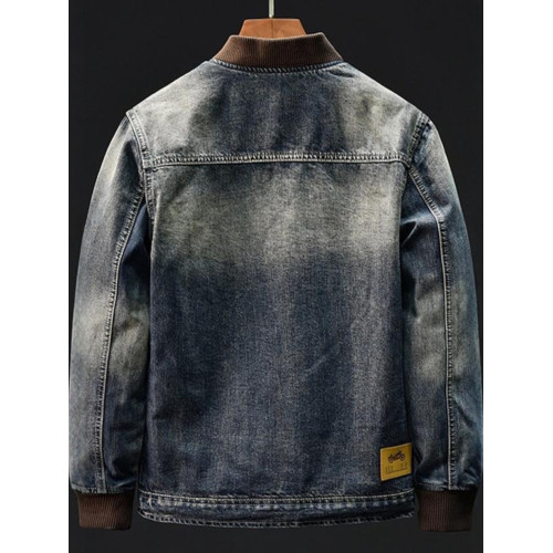 帥氣拉鍊牛仔外套男秋季潮流美式復古棒球領百搭騎行機車夾克上衣