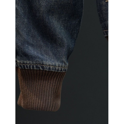 帥氣拉鍊牛仔外套男秋季潮流美式復古棒球領百搭騎行機車夾克上衣