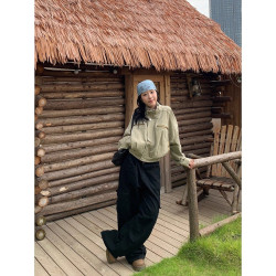 美式復古工裝風寬鬆短款機車夾克外套女2025秋季新款