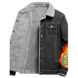男士牛仔外套秋冬季加絨加厚寬鬆休閒夾克乾活耐磨保暖工作服上衣